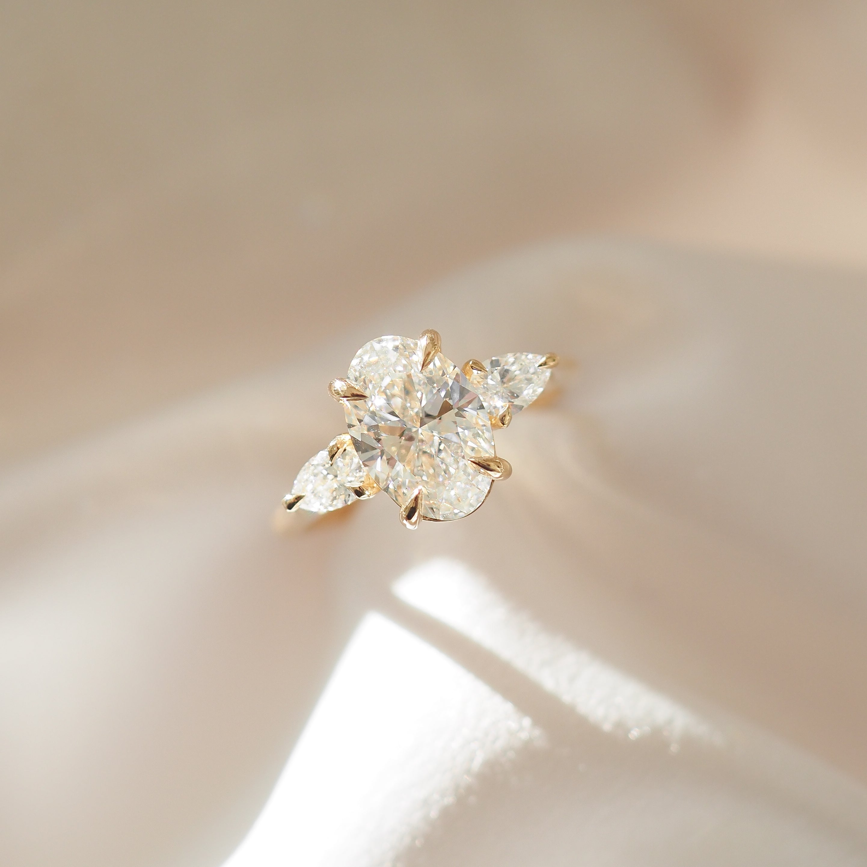 Ania | 2.3ct Oval & Pear Trilogy Lab-Grown Diamond Engagement Ring