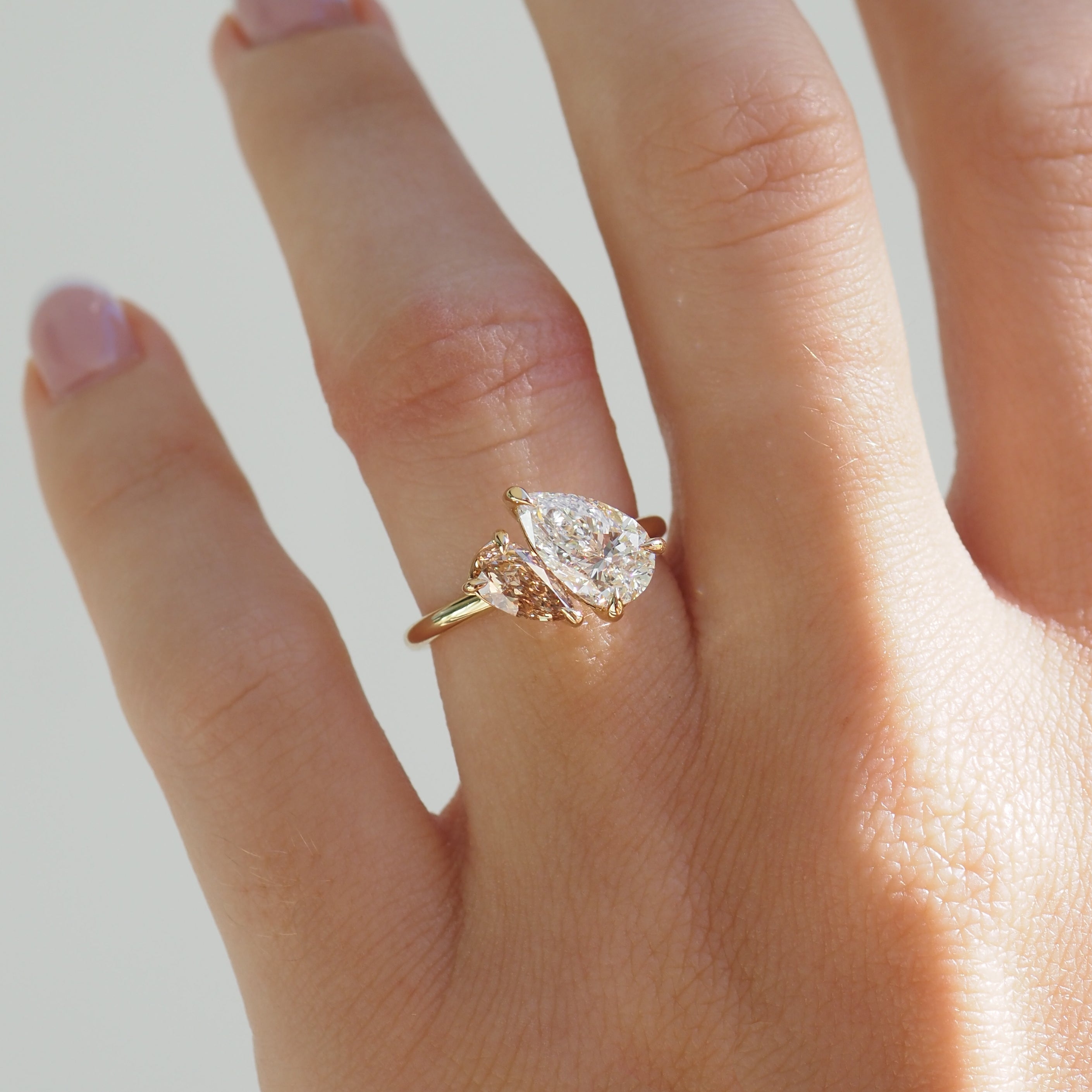 Duet™ | 2.3ct Champagne Pear Duet Lab-Grown Diamond Engagement Ring