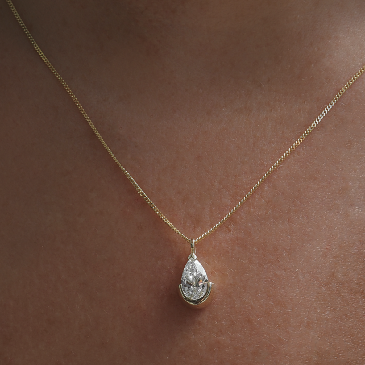 Floating Pear Pendant | Pear Lab-Grown Diamond Necklace