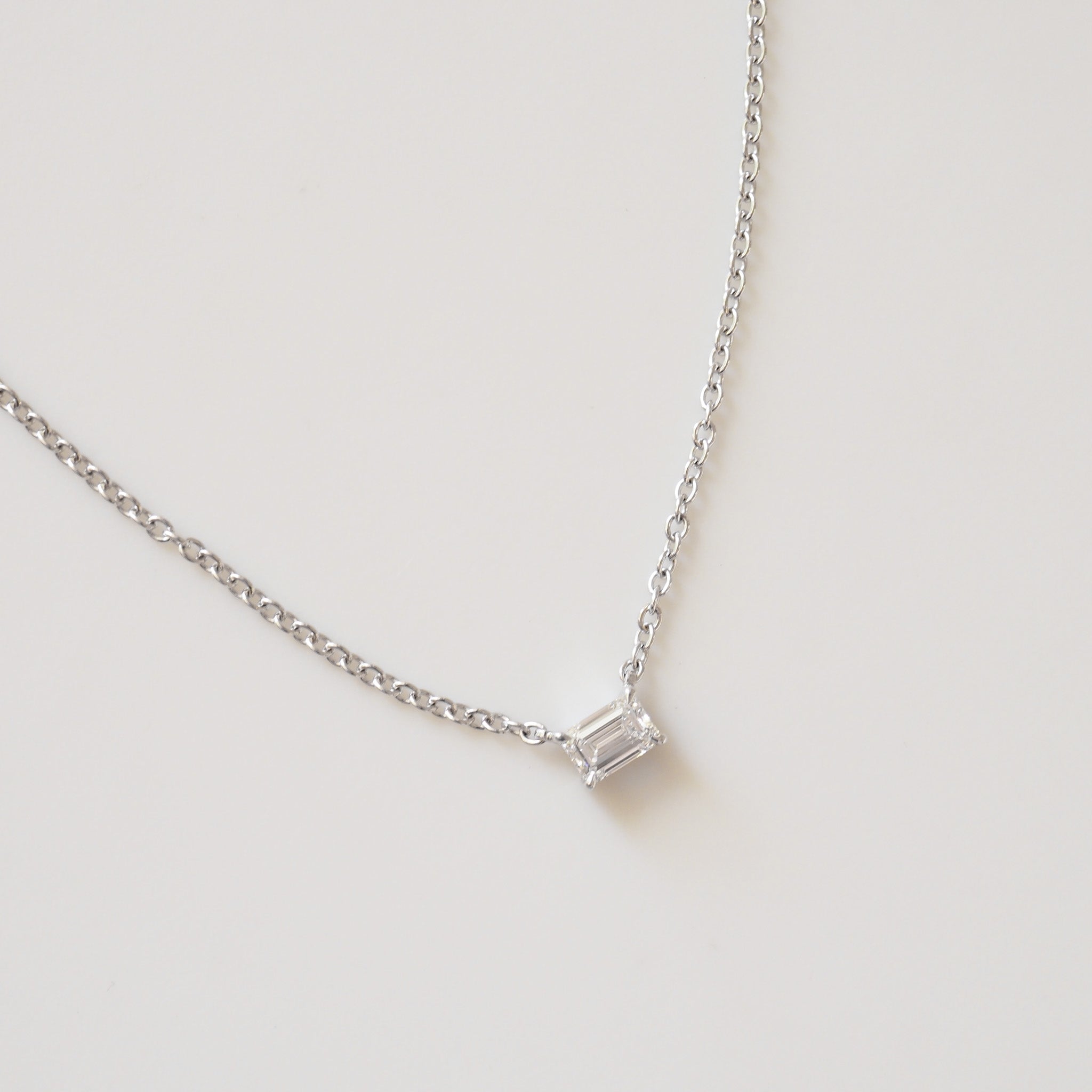 Fixed Emerald Diamond Necklace | 0.5ct East-West Emerald Lab-Grown Diamond