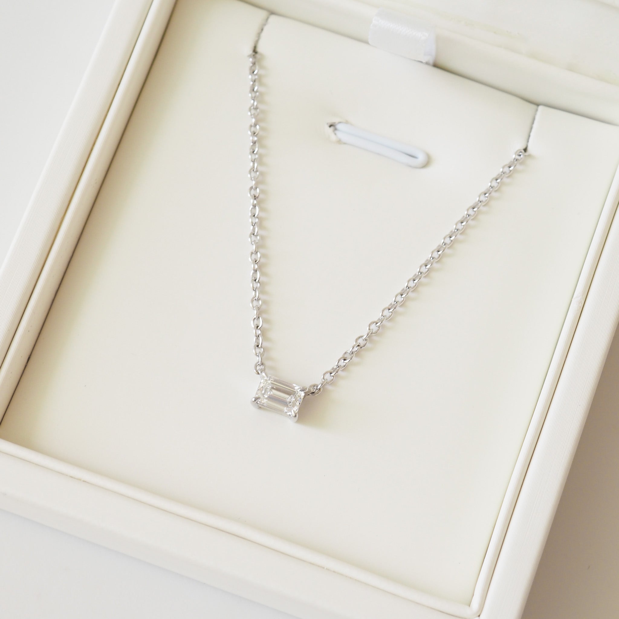 Fixed Emerald Diamond Necklace | 0.5ct East-West Emerald Lab-Grown Diamond