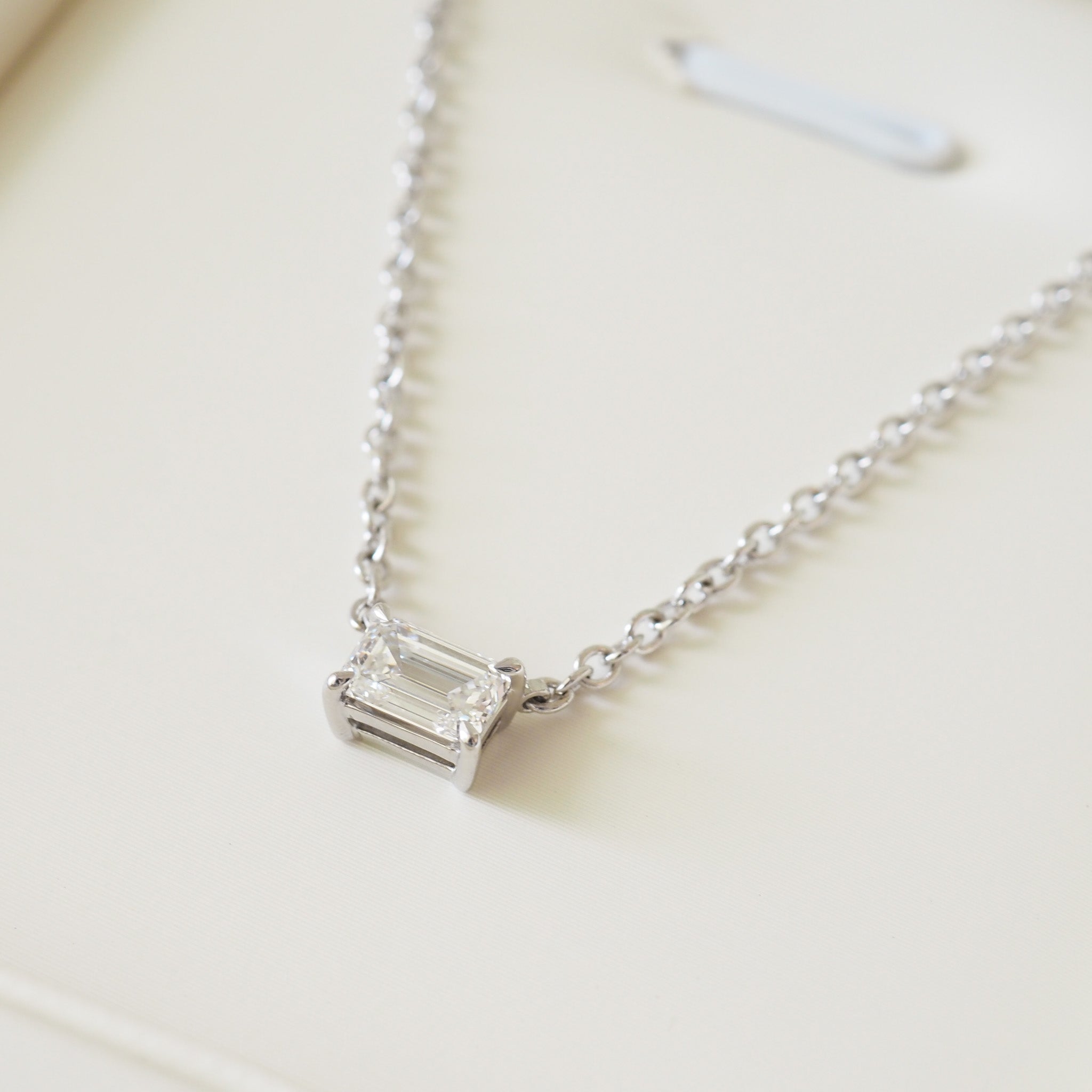 Fixed Emerald Diamond Necklace | 0.5ct East-West Emerald Lab-Grown Diamond