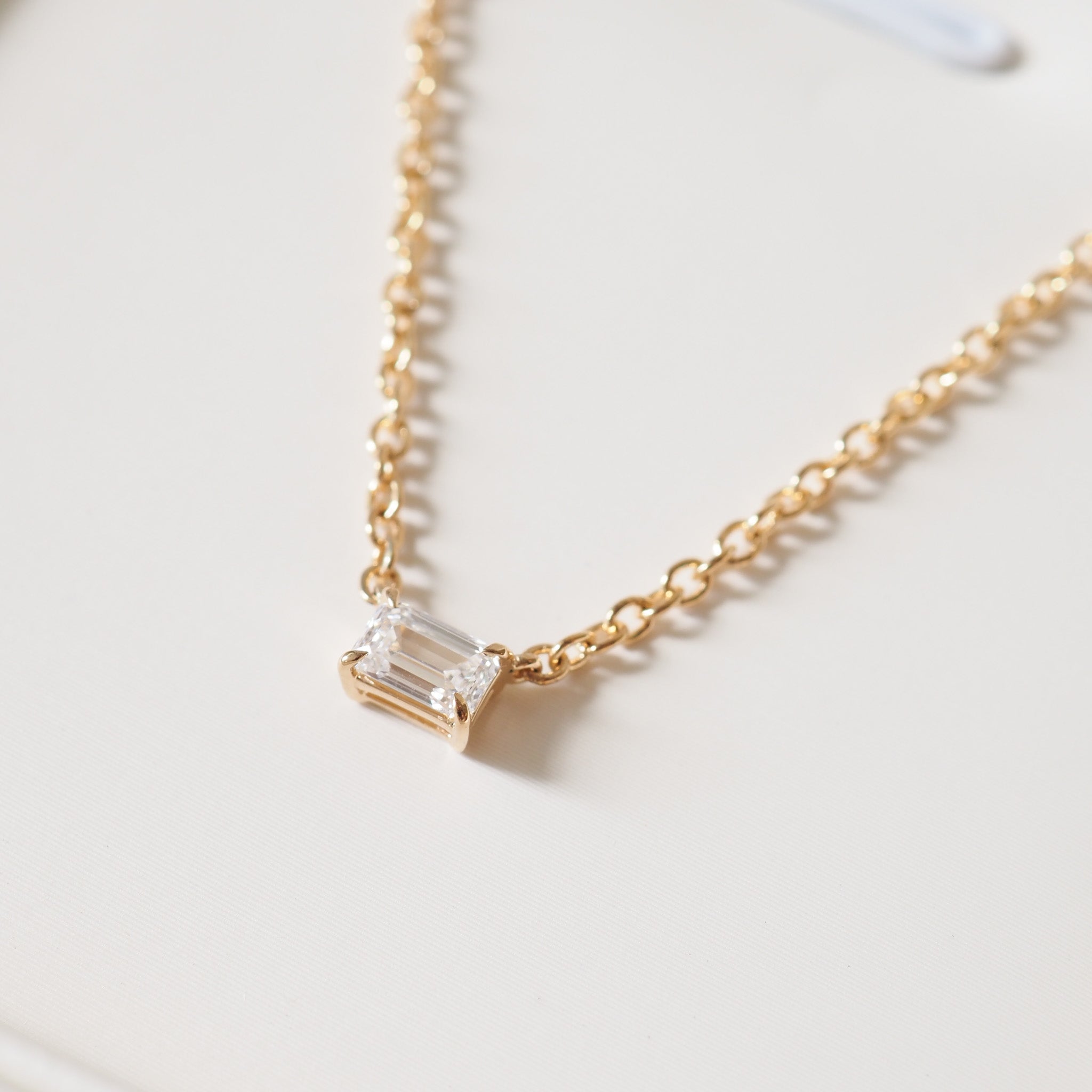 Fixed Emerald Diamond Necklace | 0.25ct East-West Emerald Lab-Grown Diamond