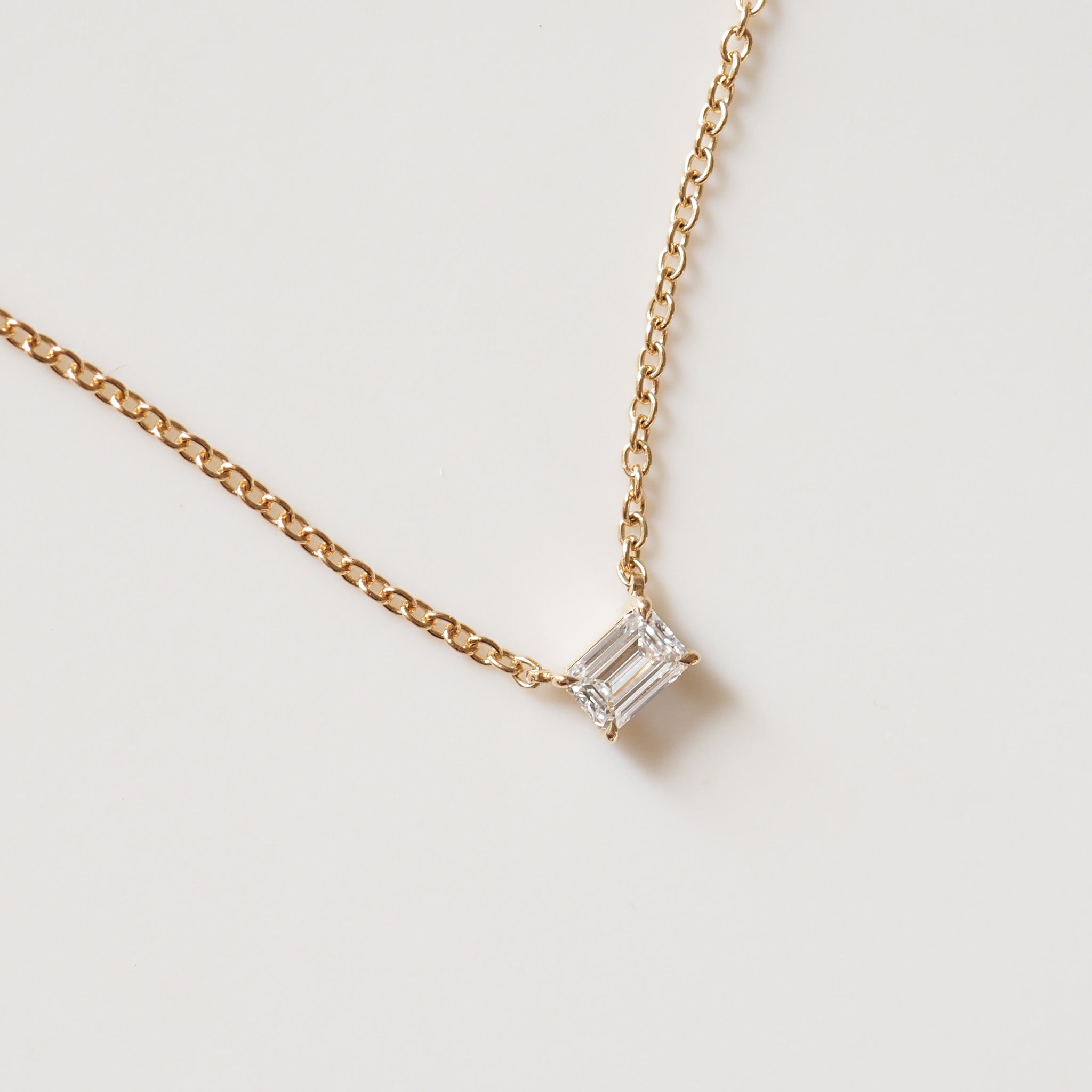 Fixed Emerald Diamond Necklace | 0.52ct East-West Emerald Lab-Grown Diamond