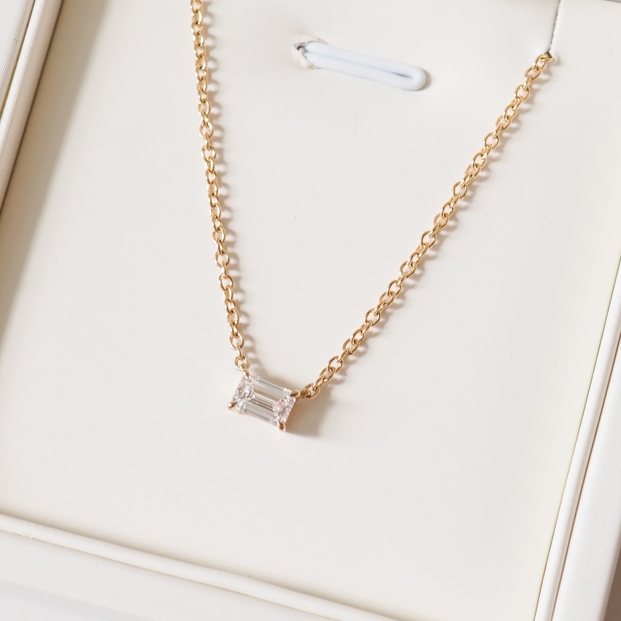 Fixed Emerald Diamond Necklace | 0.52ct East-West Emerald Lab-Grown Diamond