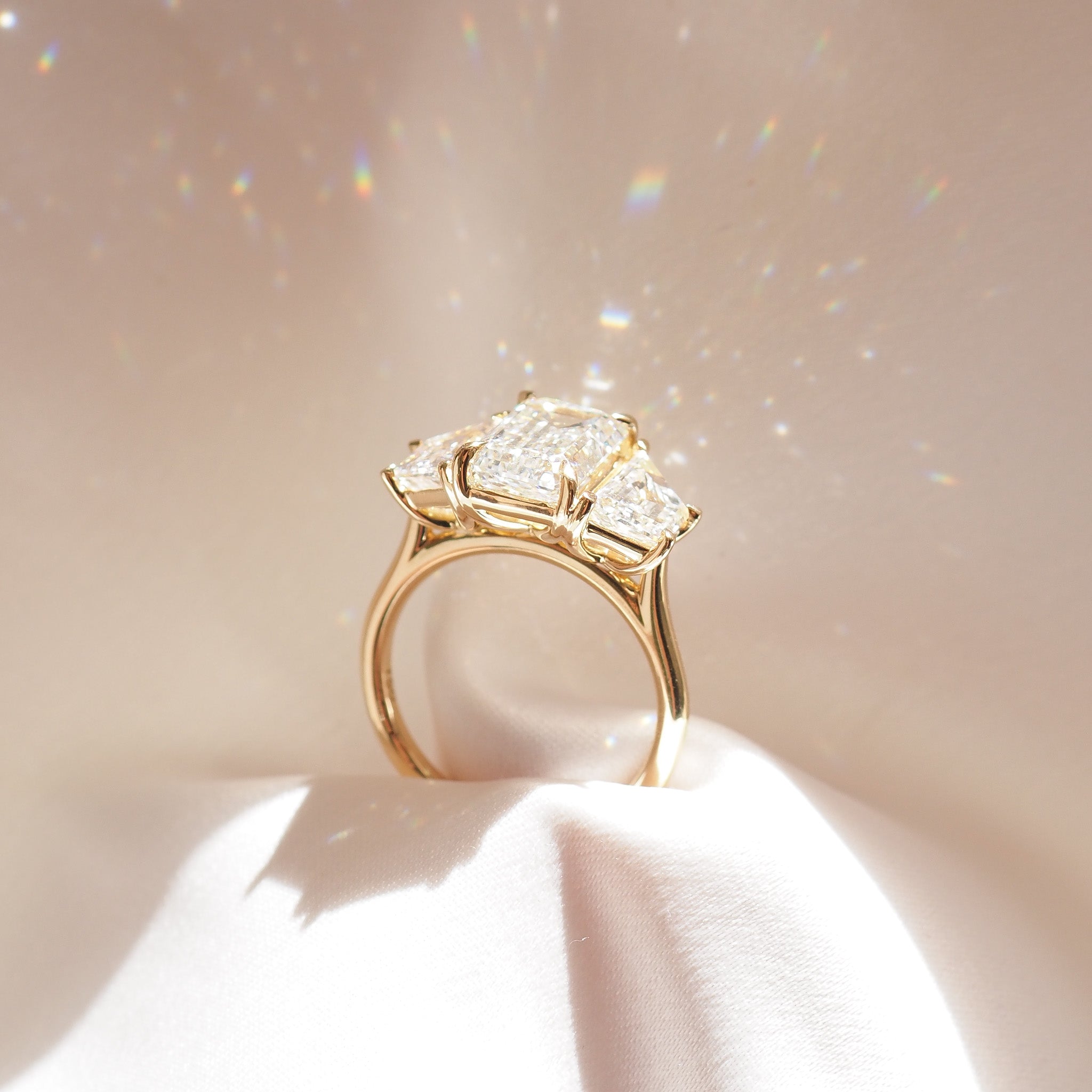 Emerald & Trapezoid Trilogy | 4.7ct Lab-Grown Diamond Ring