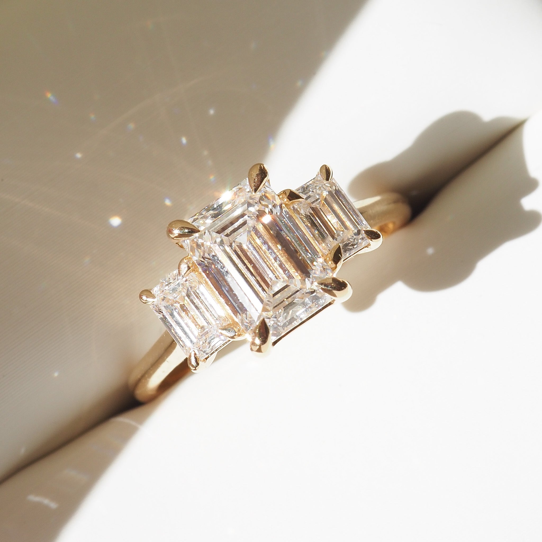 Evette | 2ct Emerald Trilogy Lab-Grown Diamond Engagement Ring