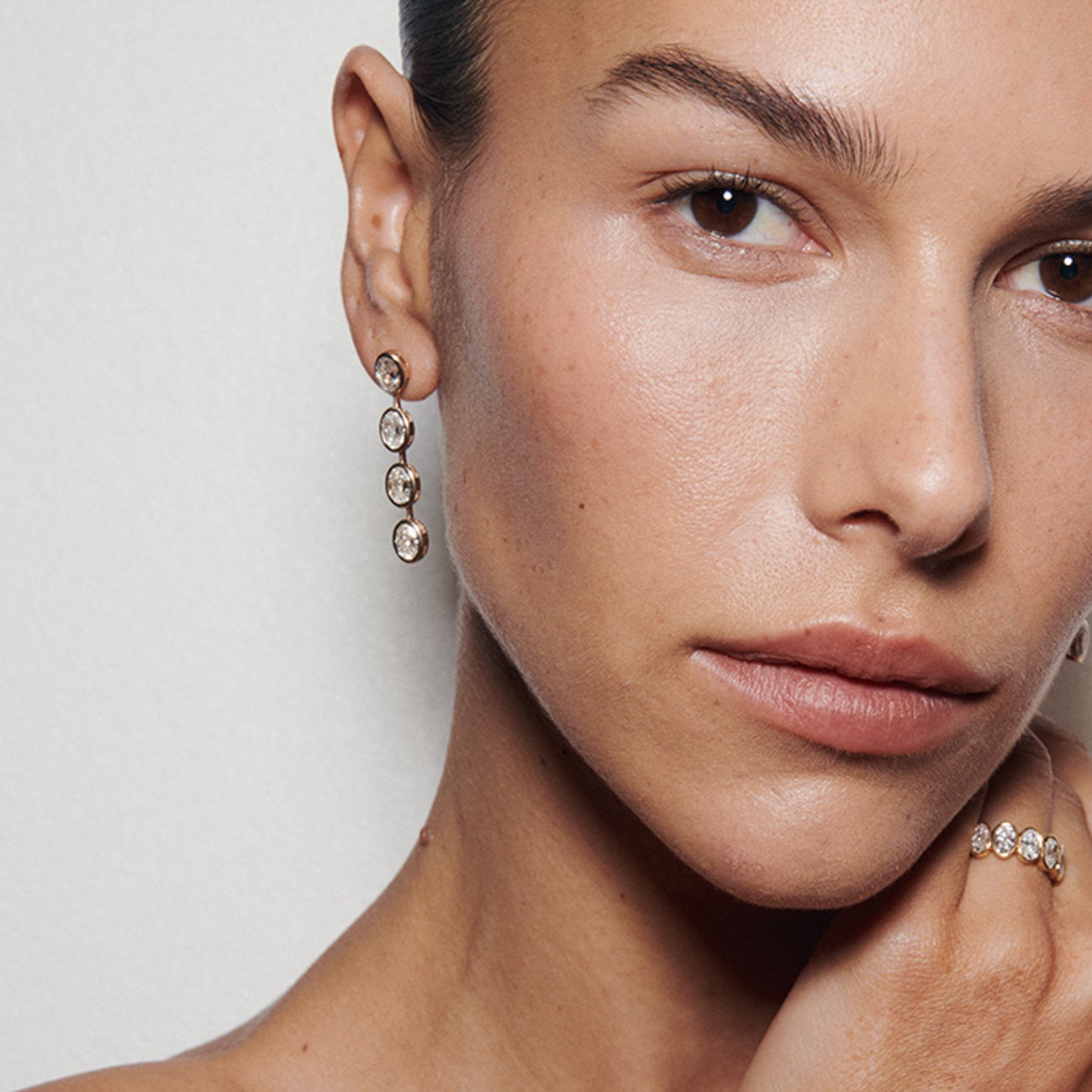 Diamond Drop Bezel Earrings | Oval Lab-Grown Diamond Earrings