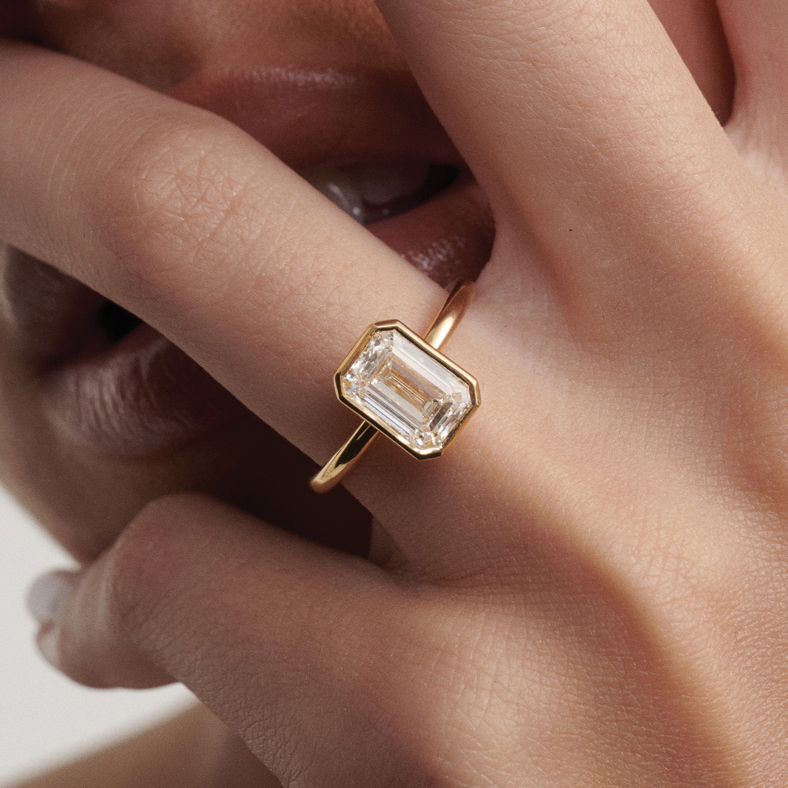 Eira | Emerald Bezel Solitaire Lab-Grown Diamond Engagement Ring