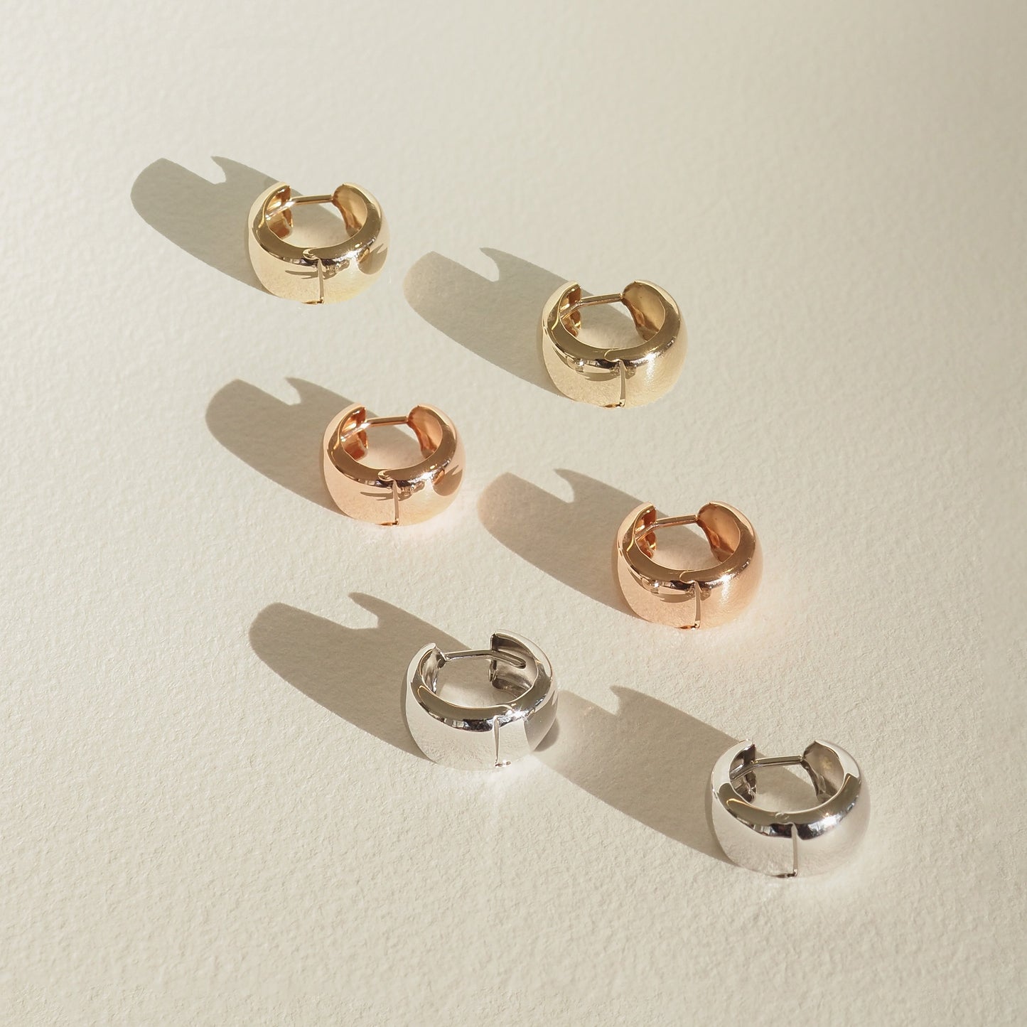 Yellow Gold (top), Rose Gold (middle), White Gold (Bottom)