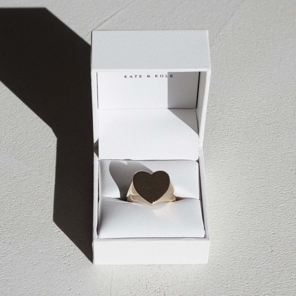 Solid 9ct Yellow Gold Bold Heart Signet Ring
