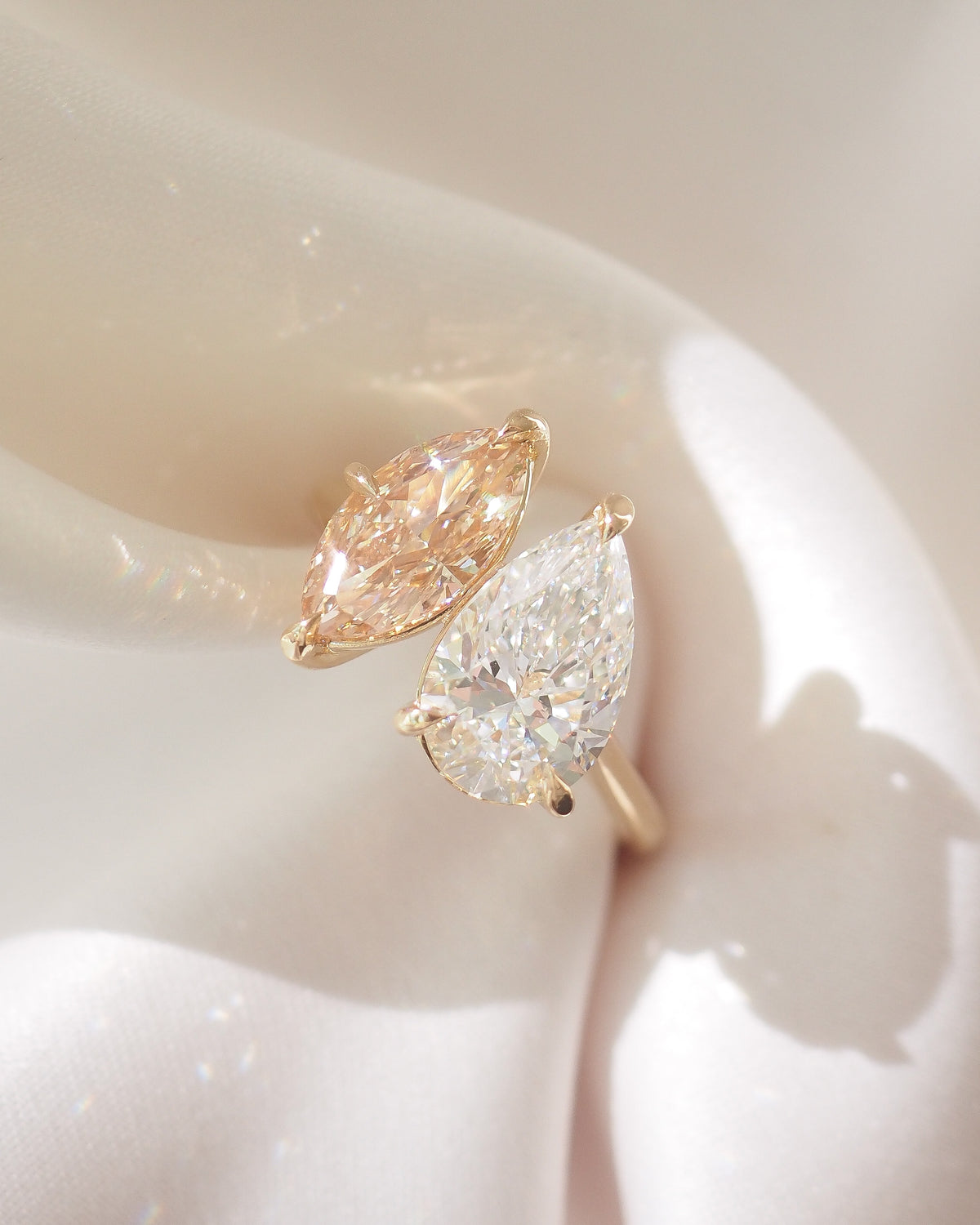 Léa | 3.5ct Champagne Marquise & Pear Toi et Moi Lab-Grown Diamond Ring