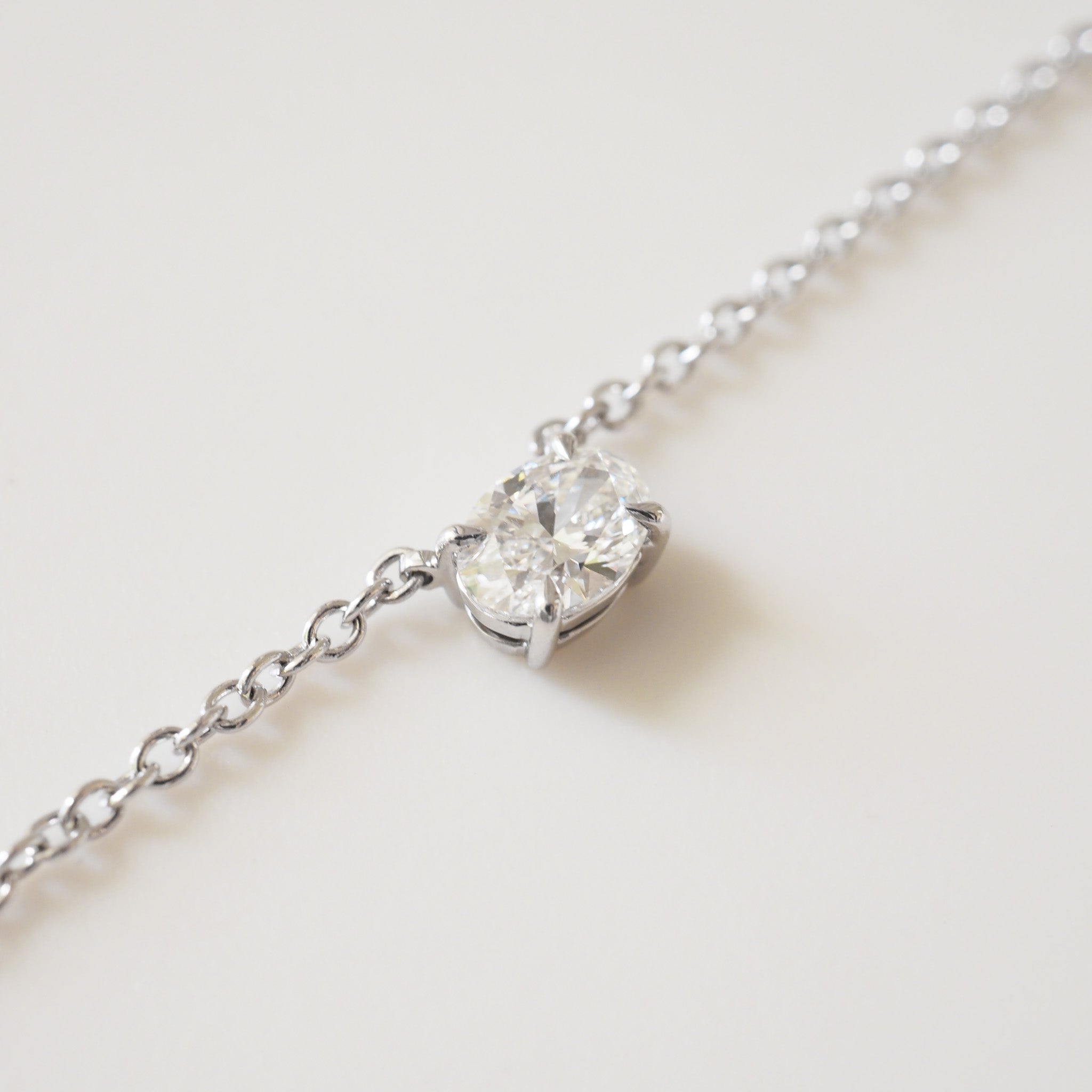 Fixed Oval Diamond Necklace | 0.53ct East-West Oval Lab-Grown Diamond