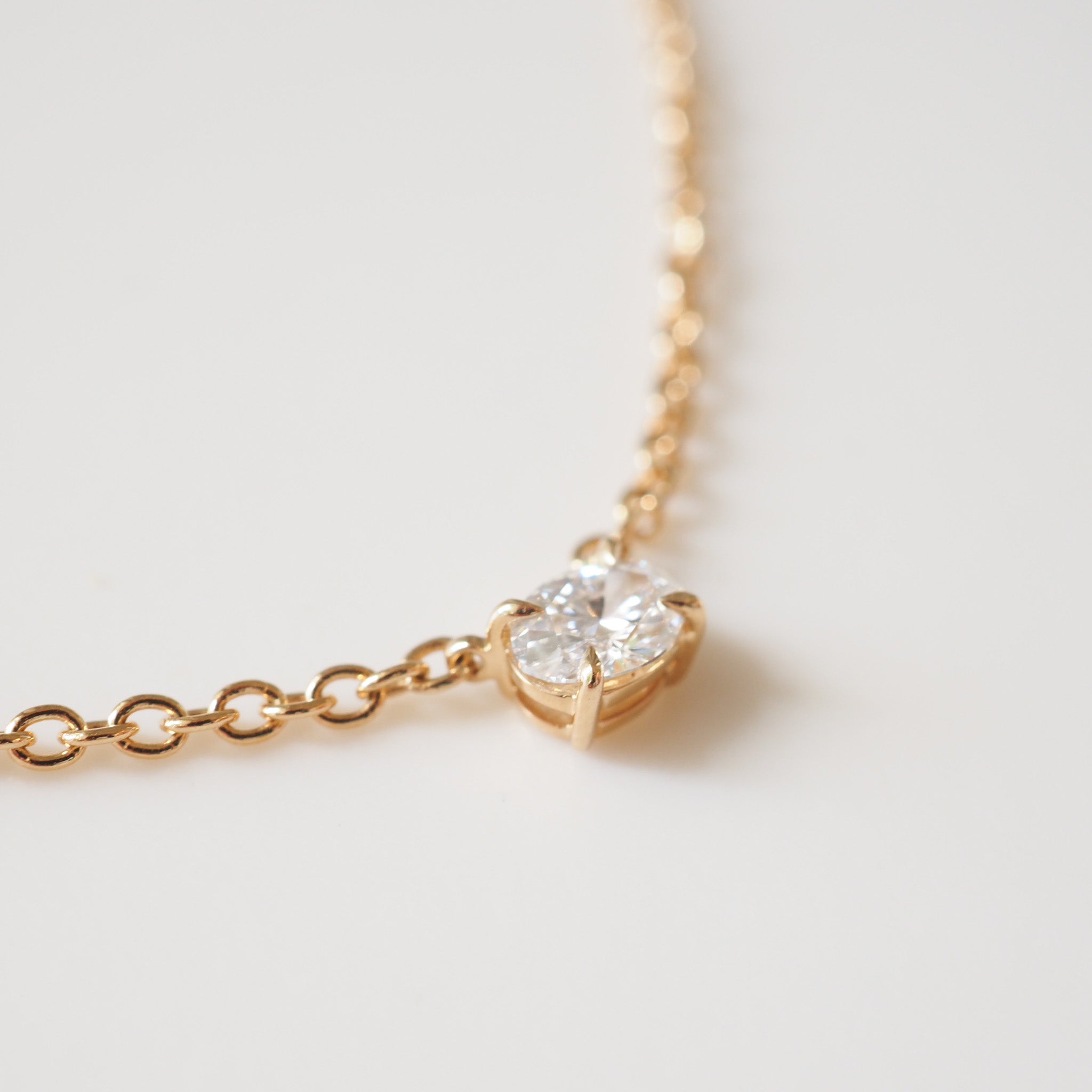 Fixed Oval Diamond Necklace | 0.77ct East-West Oval Lab-Grown Diamond