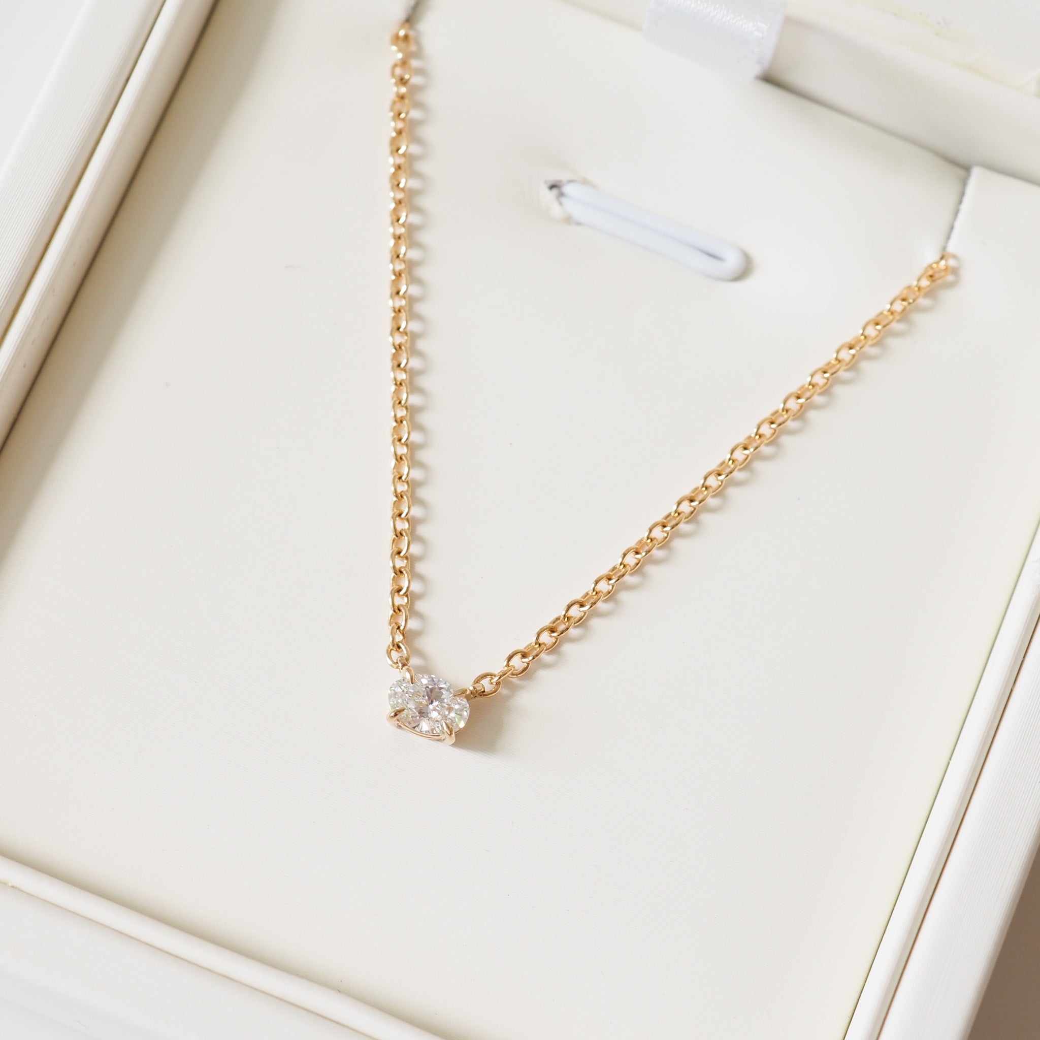 Fixed Oval Diamond Necklace | 0.77ct East-West Oval Lab-Grown Diamond