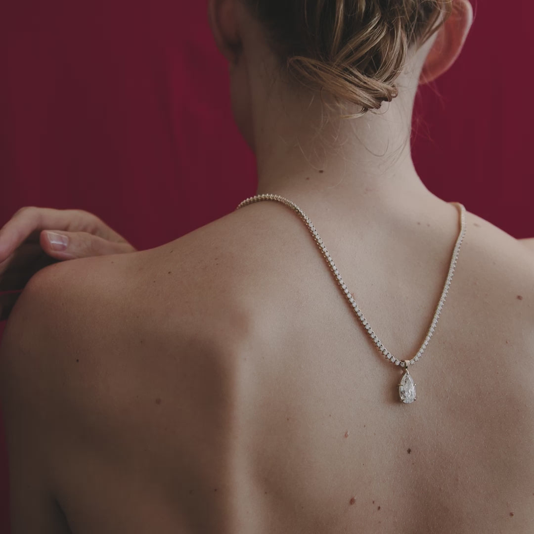 Kate & Kole 5ct Pear Lab-Grown Diamond Tennis Necklace