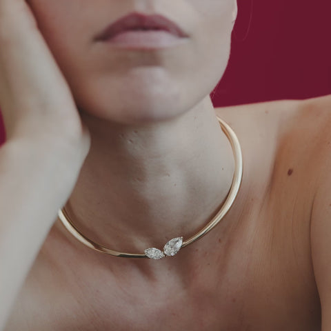 Kate & Kole solid gold choker with lab-grown diamonds. 