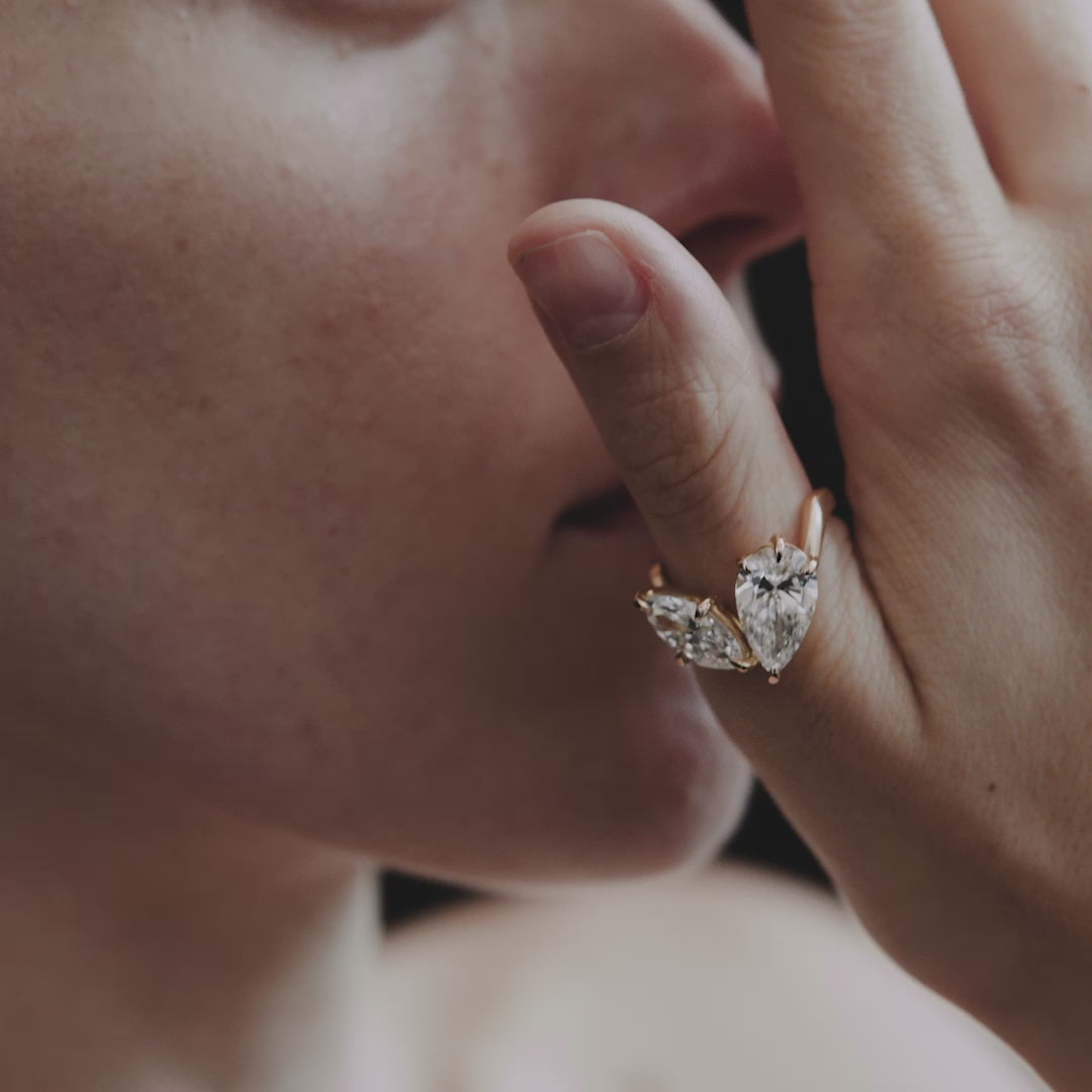 Kate & Kole Toi et Moi Ring Yellow Gold with Pear & Marquise Lab-Grown Diamonds