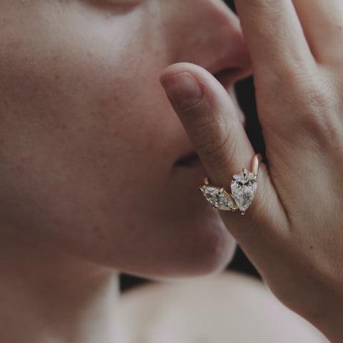 Kate & Kole Toi et Moi Ring Yellow Gold with Pear & Marquise Lab-Grown Diamonds